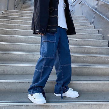 Aidase Men Jeans Wide Leg Denim Pant Loose Straight Baggy Men's Jeans Streetwear Skateboard Pants S-5XL Neutral Trousers Hip Hop Casual aidase-shop